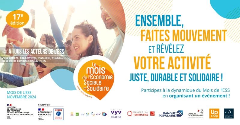Mois de l’ESS 2024 – Révélez votre activité juste, durable et solidaire ! Mois de l’ESS 2024 – Révélez votre activité juste, durable et solidaire !