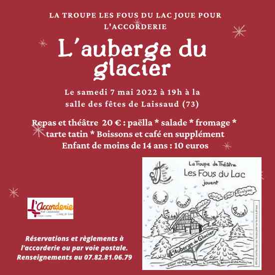 L’Accorderie du Haut Grésivaudan et Cœur de Savoie et la troupe Les Fous Du Lac organisent une soirée repas théâtre… L’Accorderie du Haut Grésivaudan et Cœur de Savoie et la troupe Les Fous Du Lac organisent une soirée repas théâtre…