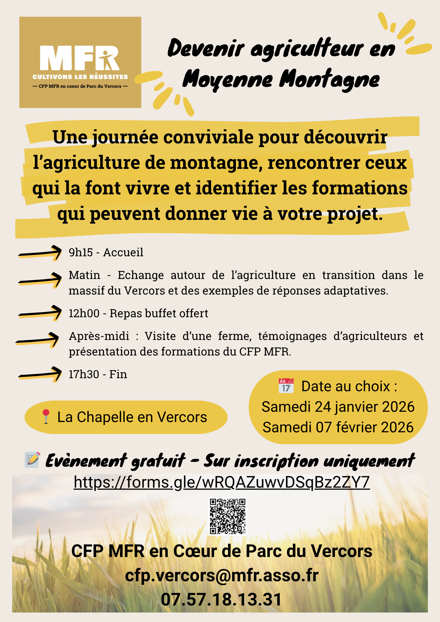 Journée « Devenir Agriculteur en Moyenne Montagne » Journée « Devenir Agriculteur en Moyenne Montagne »