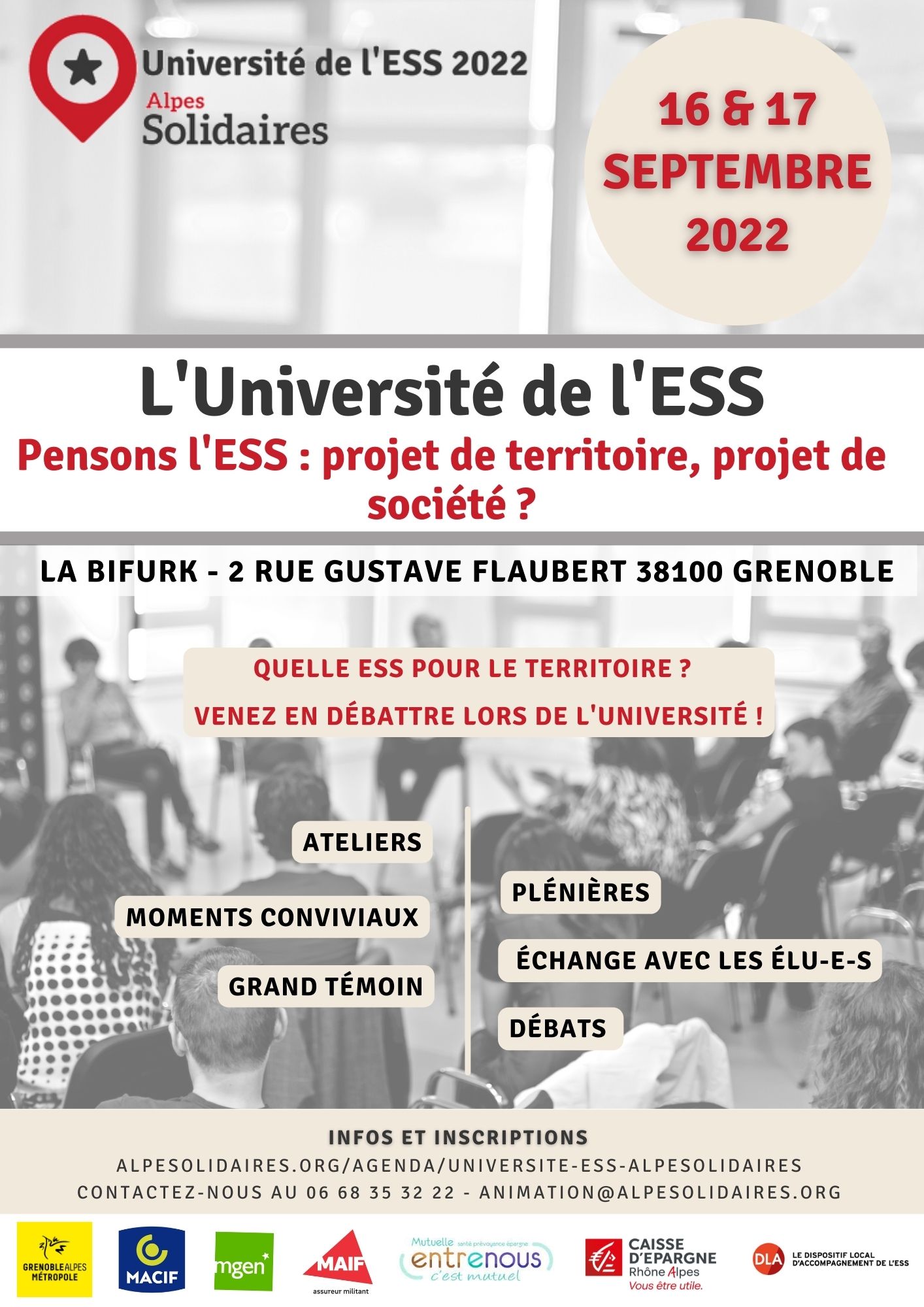 LE PROGRAMME : L&rsquo;Université de l&rsquo;ESS d&rsquo;Alpesolidaires – Pensons l&rsquo;ESS : projet de territoire, projet de société ?