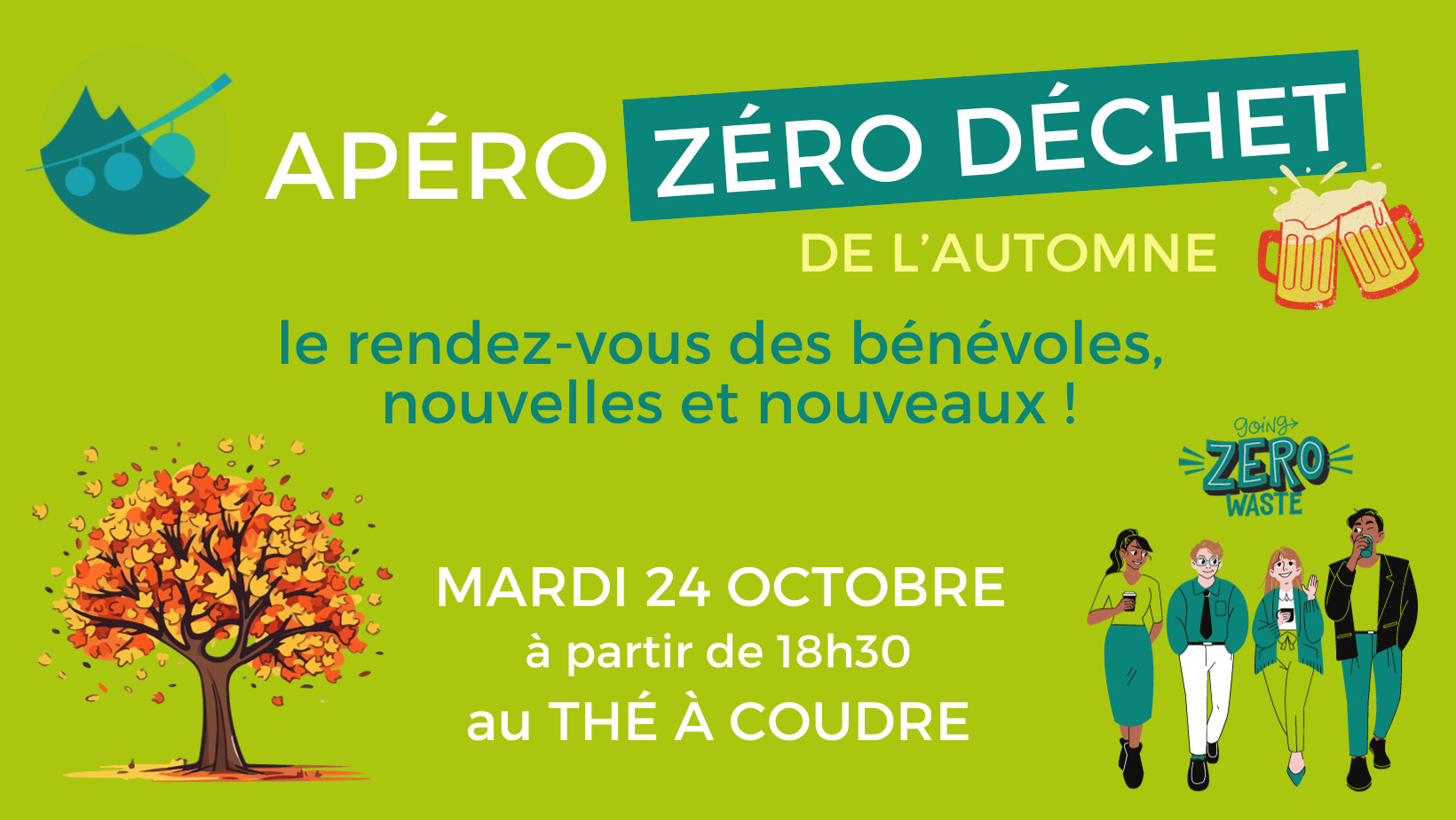 Apéro zéro déchet de l’automne – Rendez-vous des bénévoles et nouveaux.elles Apéro zéro déchet de l’automne – Rendez-vous des bénévoles et nouveaux.elles