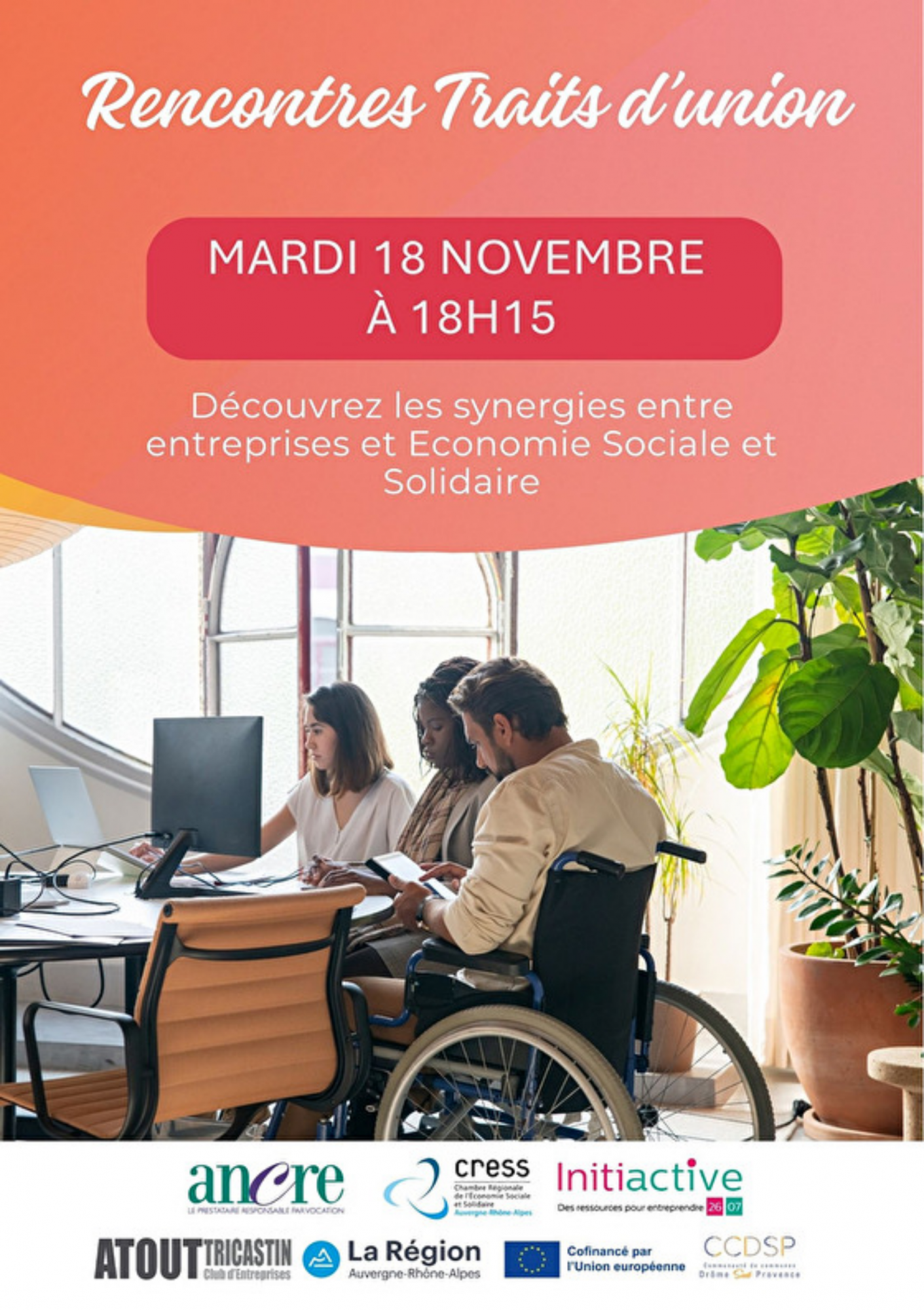 Rencontres Traits d&rsquo;union Entreprises et Economie Sociale et Solidaire le 18 novembre à Pierrelatte