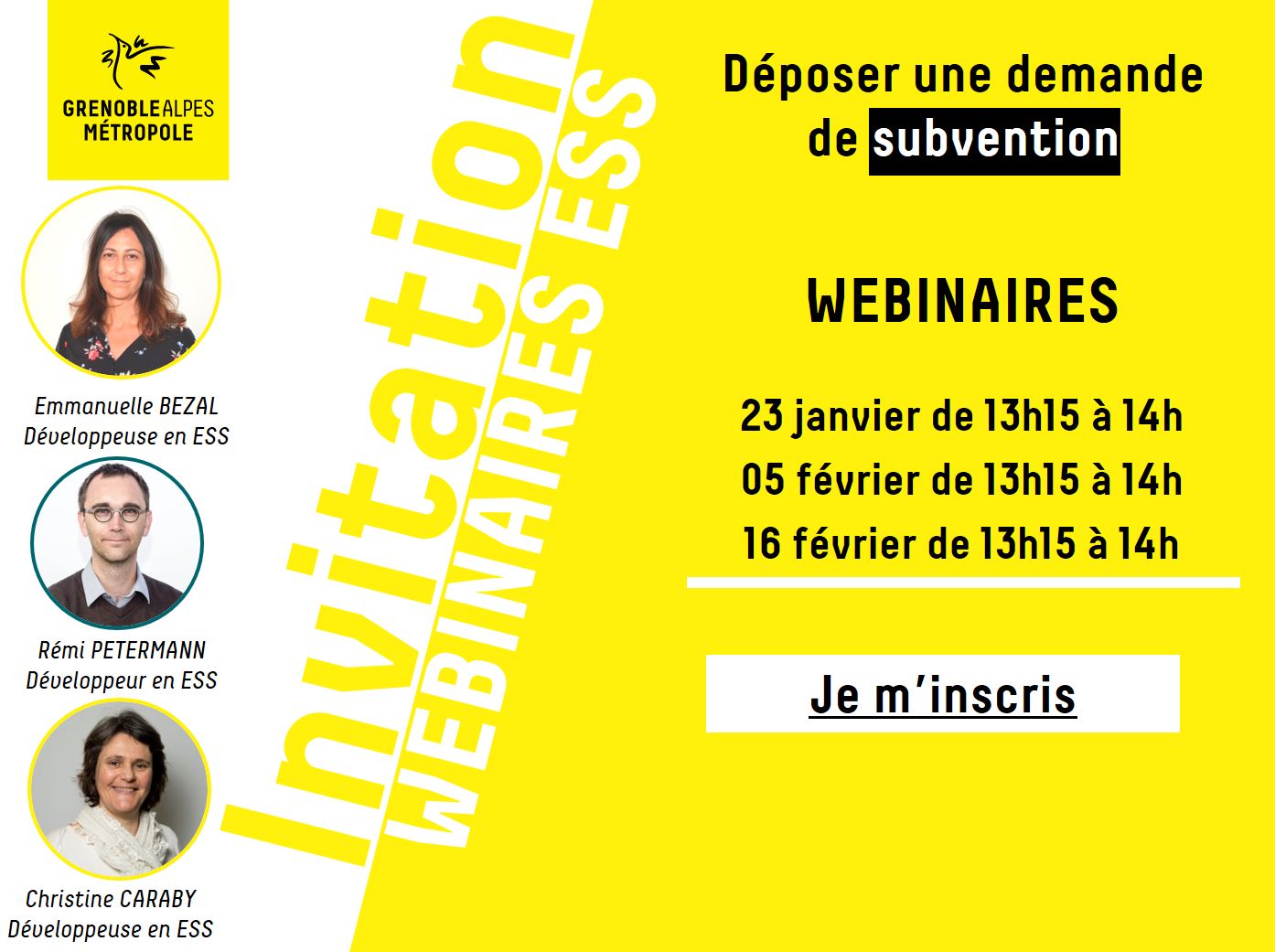 Webinaires de Grenoble Alpes Métropole : déposer une demande de subvention