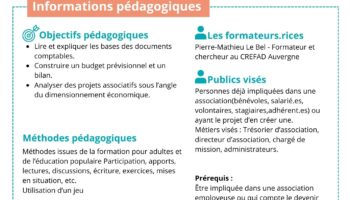 Formation – Comptabilité et Gestion (Du cycle « Investir des responsabilités dans une association ») Formation – Comptabilité et Gestion (Du cycle « Investir des responsabilités dans une association »)