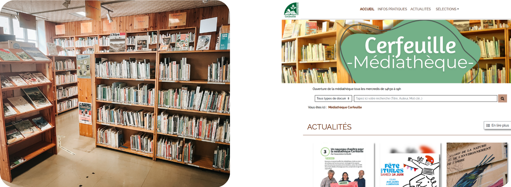 Photo de la m&eacute;diath&egrave;que Cerfeuille et capture &eacute;cran du catalogue en ligne